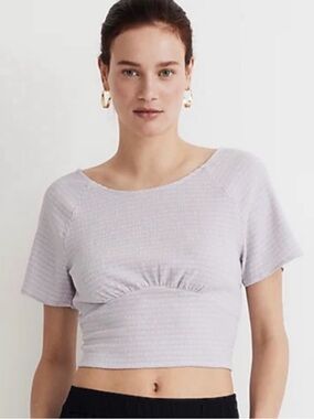 Madewell Light Lavender Cropped Short Sleeve Top